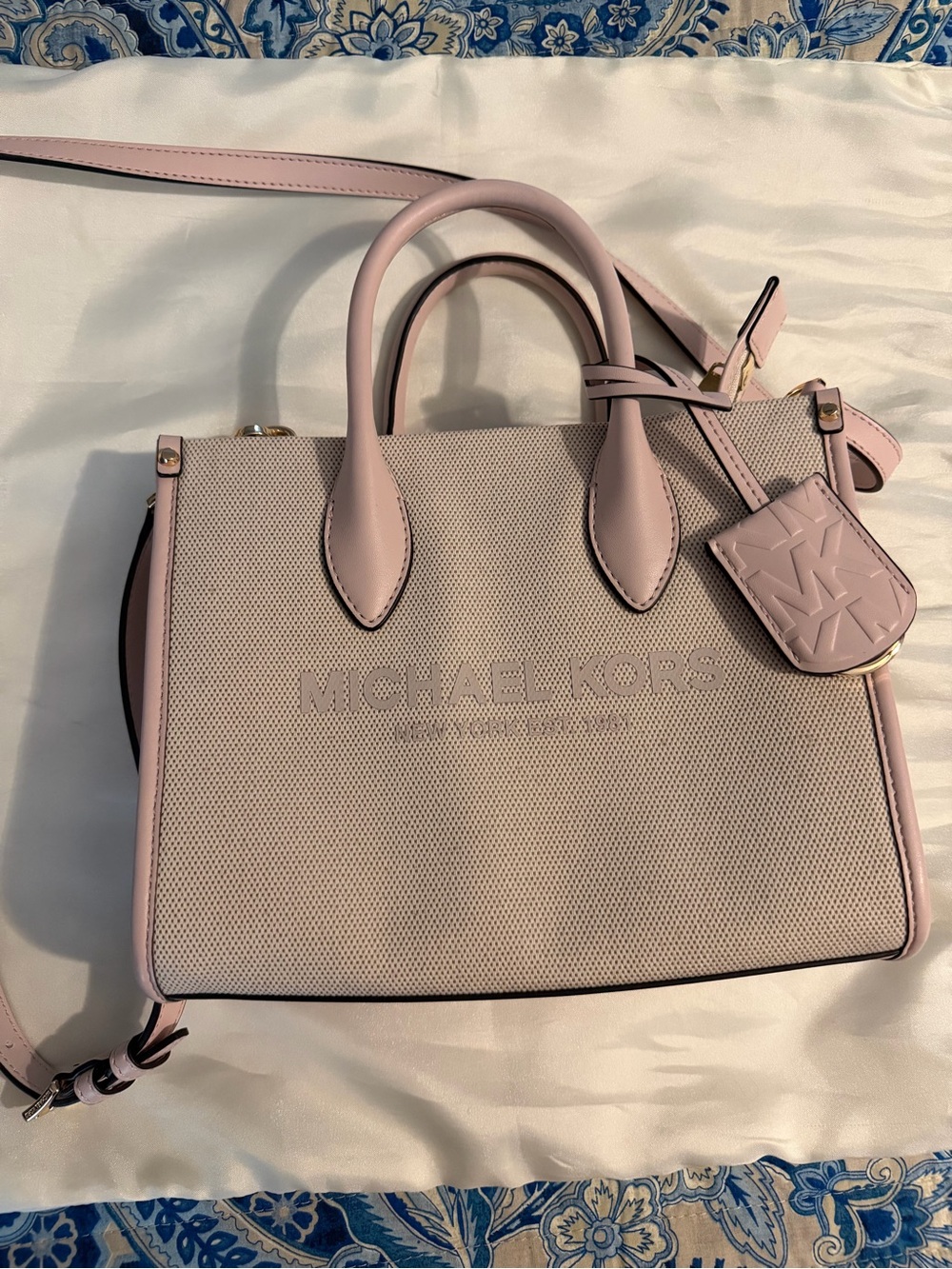 Michael Kors Blush Pink Leather & Canvas Satchel